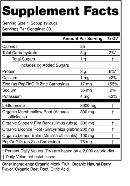 HOLISS Daily Gut Health Kit – 6-in-1 All Natural Supplement, Bloat & Gas Aid, GI Lining Repair, IBS Support – Lemon Balm, L-Glutamine, PepZinGI, Mixed Berry, 30 Servings, Electric Mixer & Spoon HOLISSBuy Supplements Australia