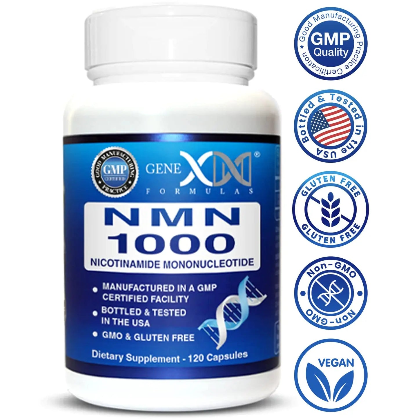 Genex Formulas NMN 1000mg - 99% Pure Shelf Stabilized Supplement Capsules for Increased NAD Levels & Healthy Aging, GMP Certified, 1000mg per Serving, 120 Capsules Genex FormulasBuy Supplements Australia