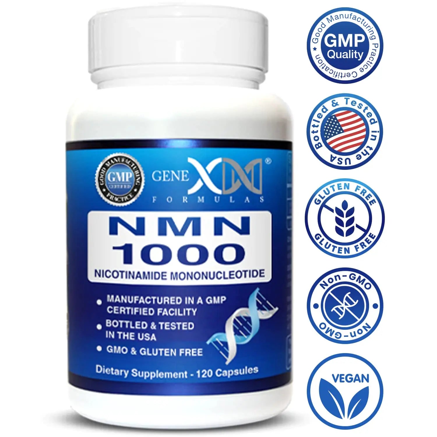 Genex Formulas NMN 1000mg - 99% Pure Shelf Stabilized Supplement Capsules for Increased NAD Levels & Healthy Aging, GMP Certified, 1000mg per Serving, 120 Capsules Genex FormulasBuy Supplements Australia