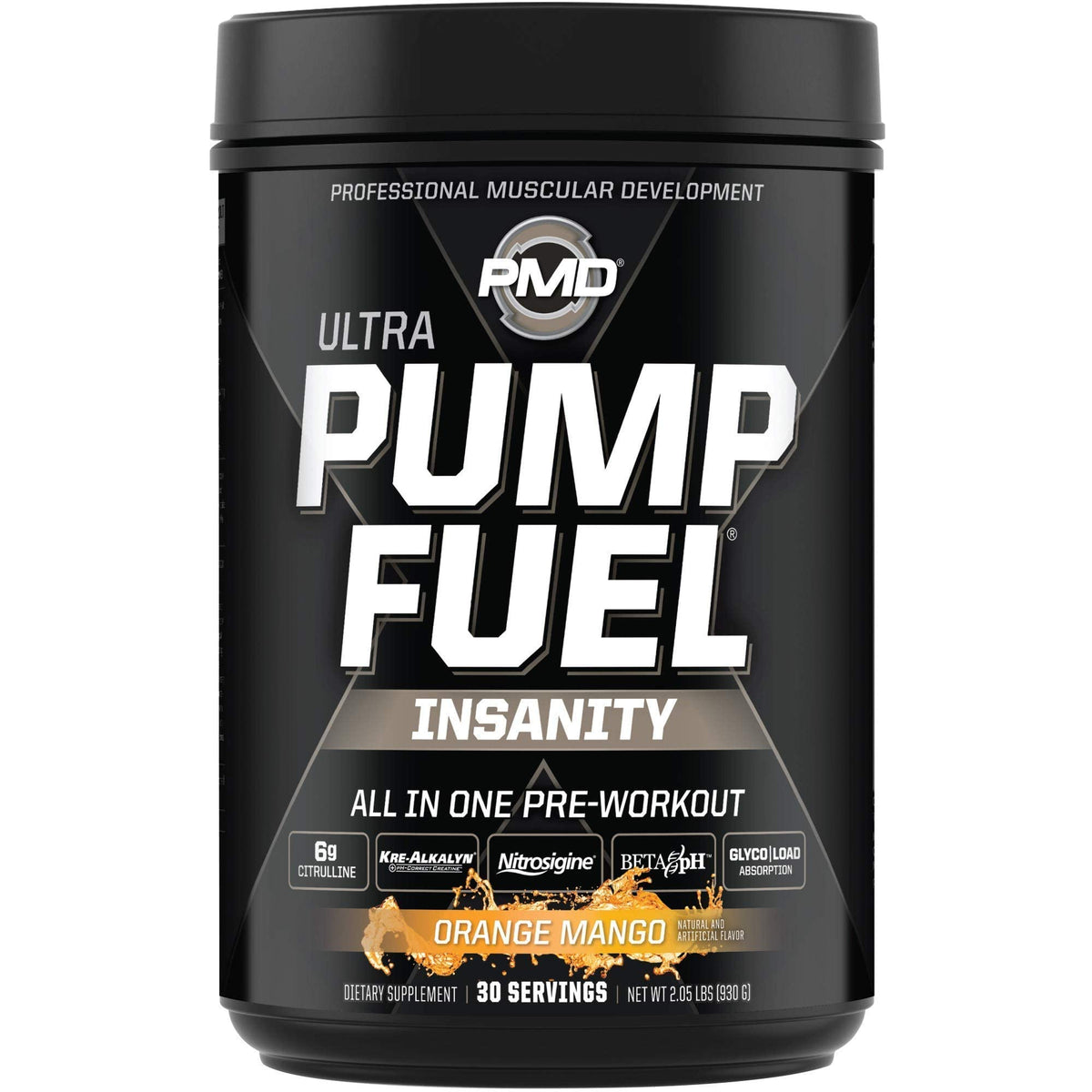PMD Sports Ultra Pump Fuel Insanity - Pre Workout - Tropical Orange Mango (30 Servings) Sports CG5 Premium Creatine and L-Glutamine Powder (60 Servings)