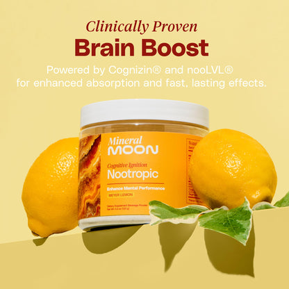 Mineral Moon Premium Cognitive Ignition Nootropic Powder - Brain Supplements For Memory & Focus - Sage Extract, B Vitamins,Cognizine Citicoline& nooLVL - Supports Mental Clarity - No Caffeine or Sugar Mineral MoonBuy Supplements Australia
