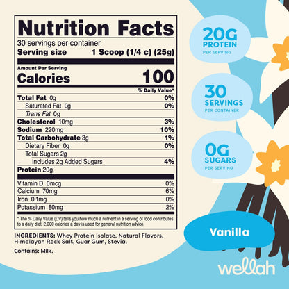 Wellah Your Whey (30 Servings, Vanilla) - Whey Protein Isolate Protein WellahBuy Supplements Australia