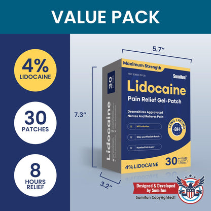 Sumifun 4% Lidocaine Pain Relief Patches 30 Count Maximum Strength Numbing Gel Patch for Back Knee Neck Joint Ache Muscle Soreness Topical Analgesic Sumifun buy supplements Au