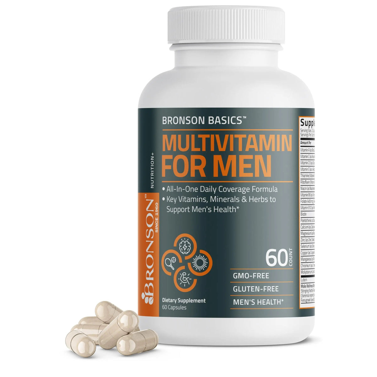Bronson Multivitamin for Men All-in-One Daily Coverage Formula Key Vitamins, Minerals & Herbs to Support Men's Health, 60 Capsules BronsonBuy Supplements Australia
