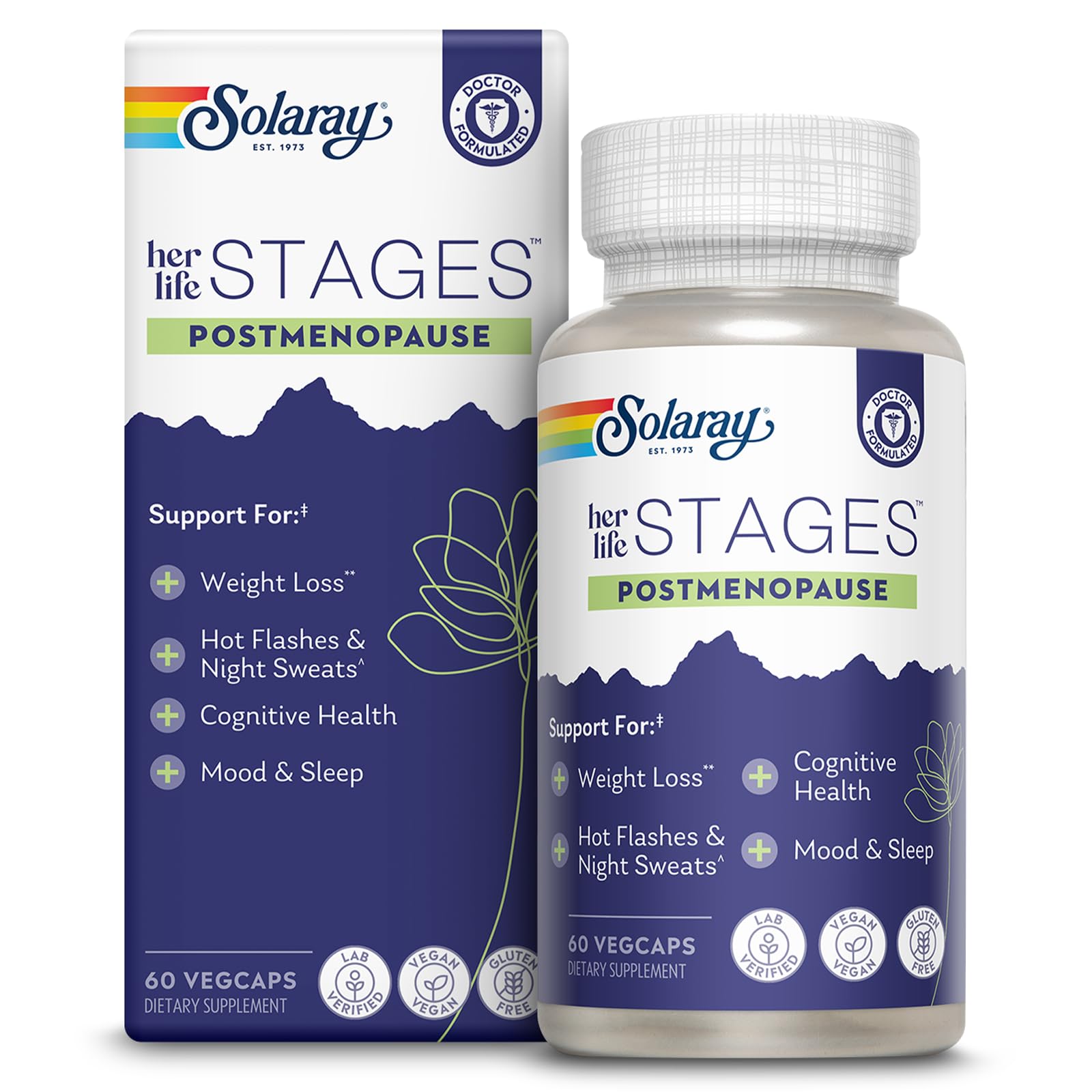 SOLARAY Postmenopause her Life Stages - Post Menopause Supplements for Women with Resveratrol - Vegan and Made Without Hormones - 60-Day Guarantee - Vegan, Lab Verified - 30 Servings, 60 VegCaps SOLARAYBuy Supplements Australia