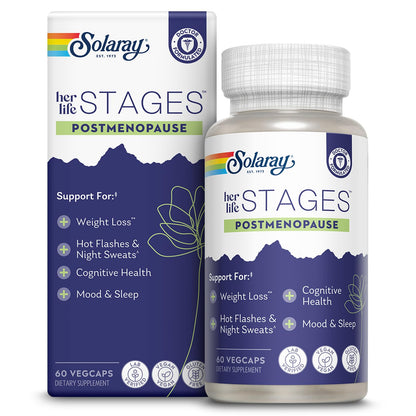 SOLARAY Postmenopause her Life Stages - Post Menopause Supplements for Women with Resveratrol - Vegan and Made Without Hormones - 60-Day Guarantee - Vegan, Lab Verified - 30 Servings, 60 VegCaps SOLARAYBuy Supplements Australia