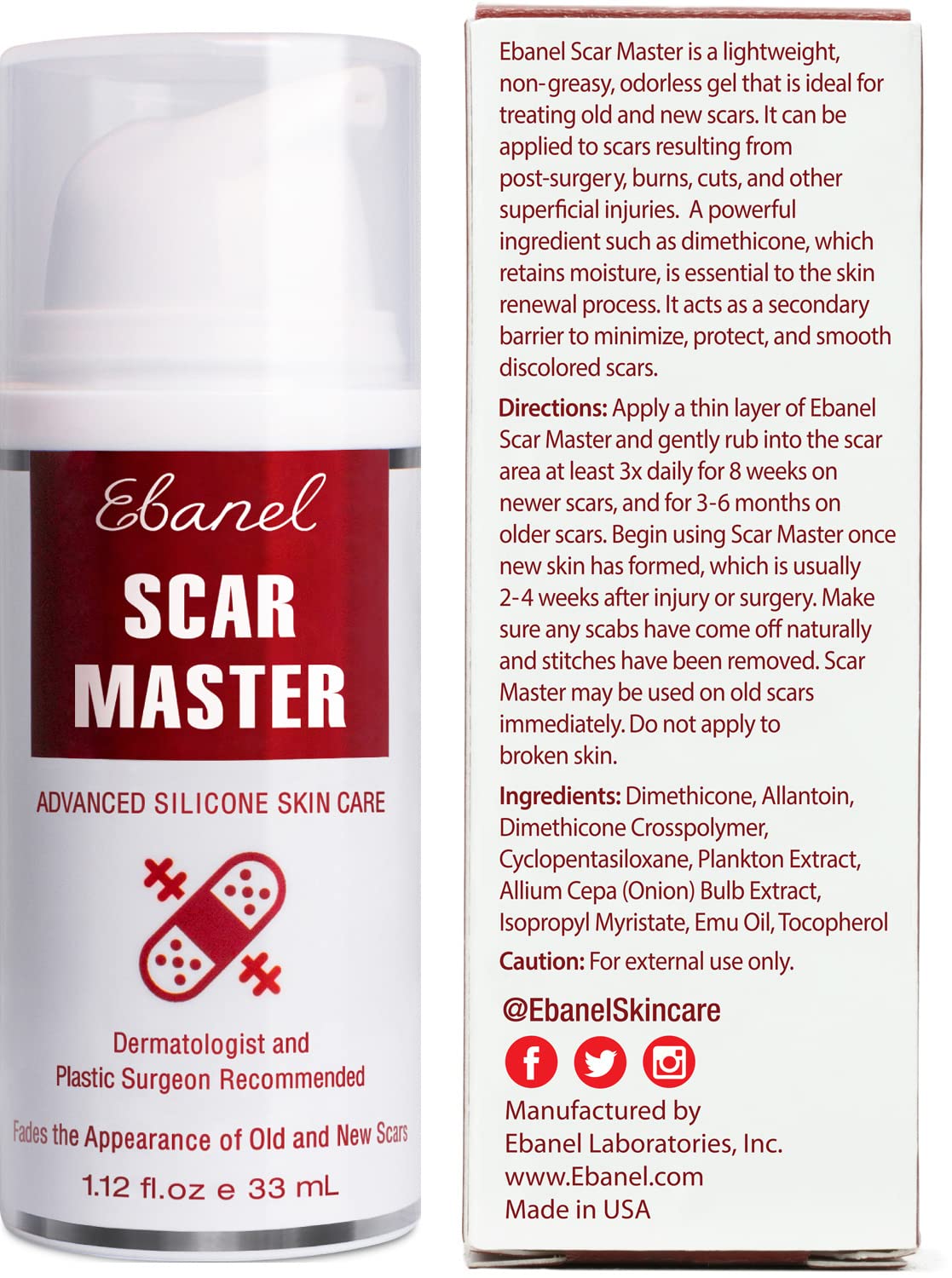 Ebanel Silicone Scar Gel with Allantoin, Emu Oil, Vitamin E and Onion Extract, For Old & New Scars from Surgeries, C-Section, Injuries, Burns & More Ebanel buy supplements Au