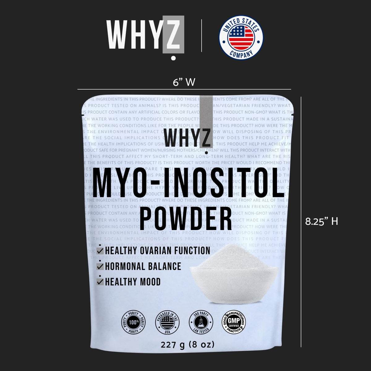 Myo-Inositol Powder 8oz, Natural Myo Inositol Supplement for Ovarian Support WHYZBuy Supplements Australia