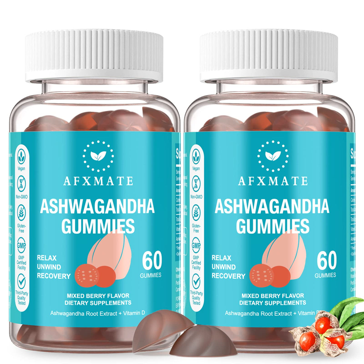 AFXMATE Ashwagandha Gummies & Vitamin D Gummies for Men & Women 120 Count Aswangdha Supplement (Non-GMO, Sugar Free & Gluten Free) AFXMATEBuy Supplements Australia