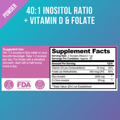 Premium Inositol Supplement - Myo-Inositol and D-Chiro Inositol Powder Plus Folate OptifyBuy Supplements Australia