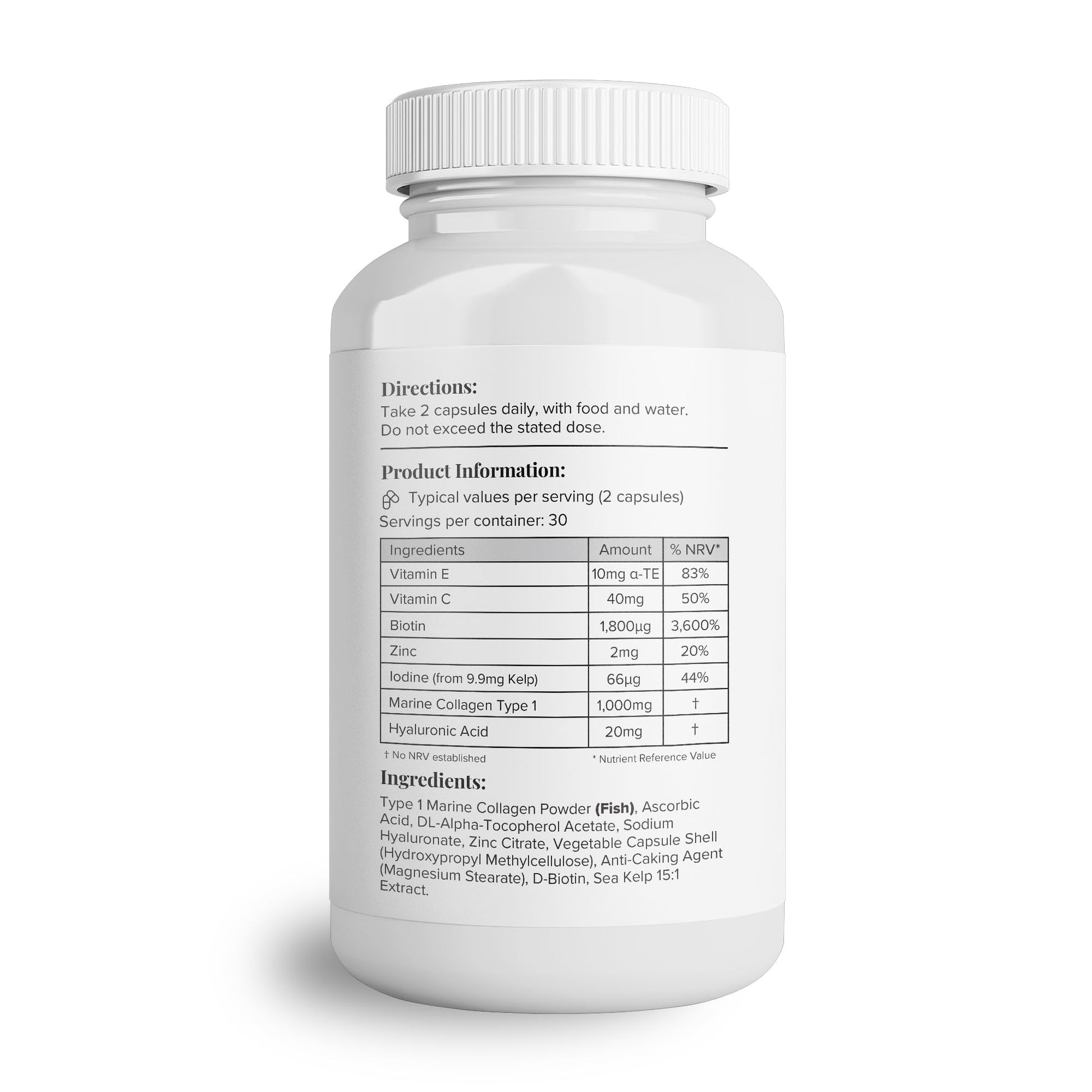 Hey Nutrition Collagen Complex Hyaluronic Acid & Sea Kelp Vitamin E, C, Biotin - Healthy Nails, Skin, Hair Joints Metabolism Hey NutritionBuy Supplements Australia