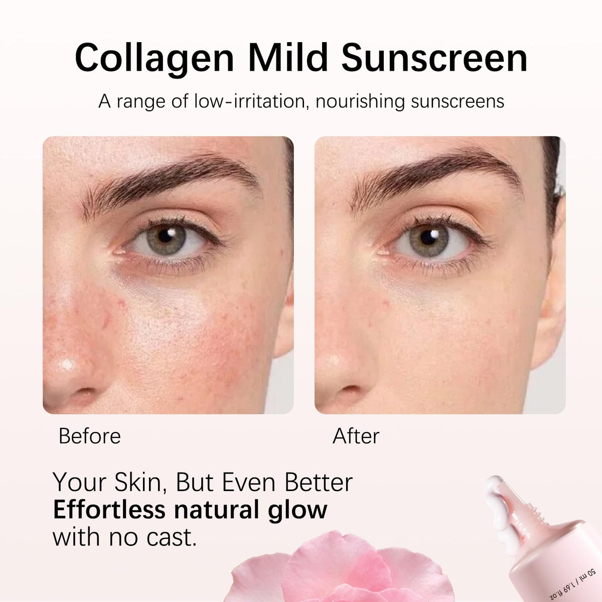 Collagen Mild Sunscreen SPF 50 for Face, Broad Spectrum Protection, Hydrating Facial Sunscreen with Peptides & Cica, Lightweight Non-Greasy, No White Cast, Natural Glow, Travel Size (2 PCS) DR.Seya buy supplements Au