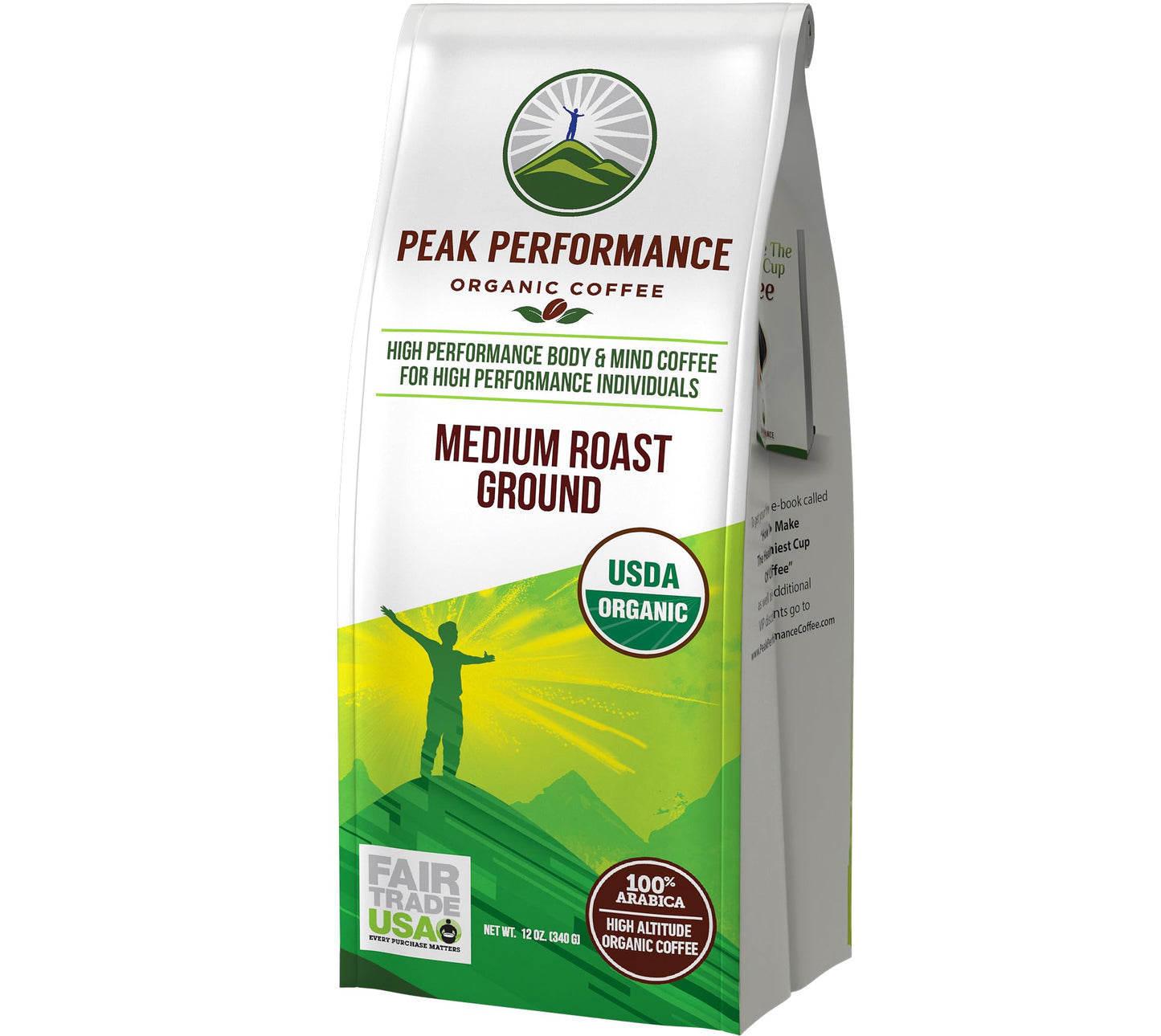 Peak Performance High Altitude Organic Coffee - Fair Trade, Low Acid, Non GMO, and Beans Full of Antioxidants - Medium Roast Smooth Tasting USDA Certified Organic Ground Coffee Bag 12 oz Peak PerformanceBuy Supplements Australia