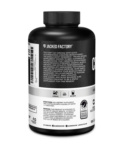 Jacked Factory Creatine Monohydrate Capsules - Creatine Pills for Muscle Growth, Increased Strength, Enhanced Energy Output and Improved Athletic Performance - 150 Capsules Jacked FactoryBuy Supplements Australia