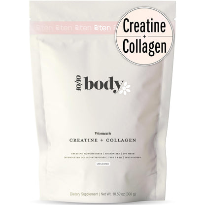 New - Creatine + Collagen for Women – Supports Lean Muscle Growth & Development, Booty Gain, Energy & Recovery – 5g Creatine Monohydrate Plus 5000mg Collagen Peptides Combo – Unflavored, 30 Servings 10Ten NutritionBuy Supplements Australia