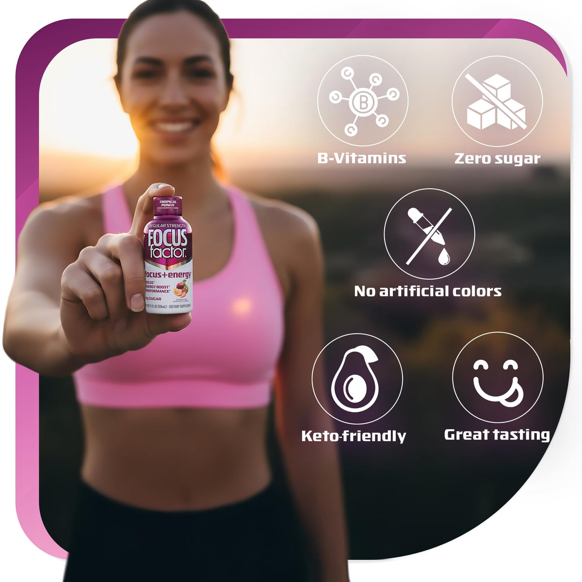 Focus Factor Focus + Energy Shots - 12 x 2oz Bottles (Tropical Punch Flavor) - Powered by Nootropics with Caffeine, L-Theanine, Ginkgo, Bacopa, L-Tyrosine, Alpha GPC Focus FactorBuy Supplements Australia