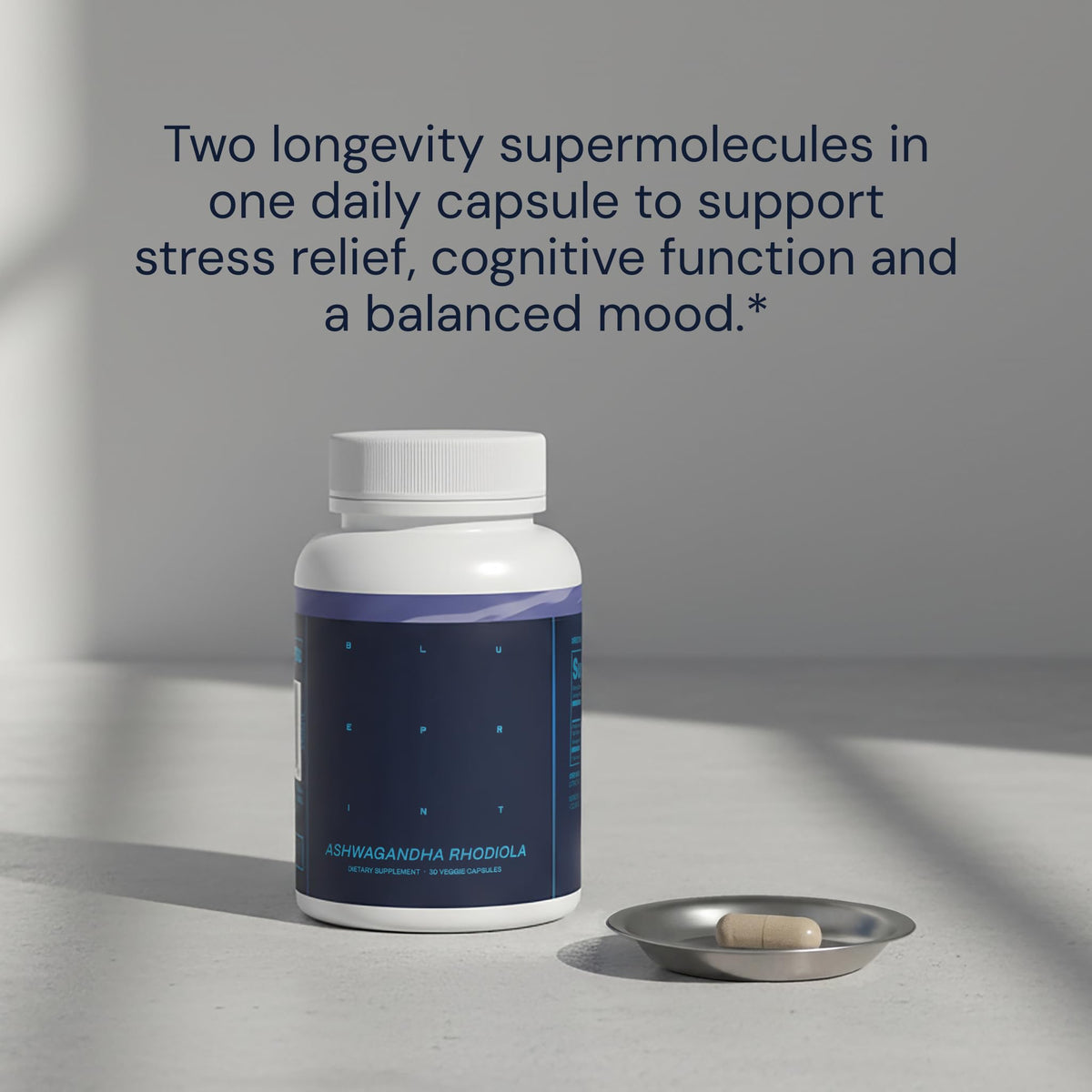 Blueprint Bryan Johnson Ashwagandha & Rhodiola Supplement – 120mg Ashwagandha + Rhodiola Root – Daily Adaptogen Capsules for Stress Support, Mood Balance, Energy & Focus – 30 Vegan Capsules Blueprint Bryan JohnsonBuy Supplements Australia