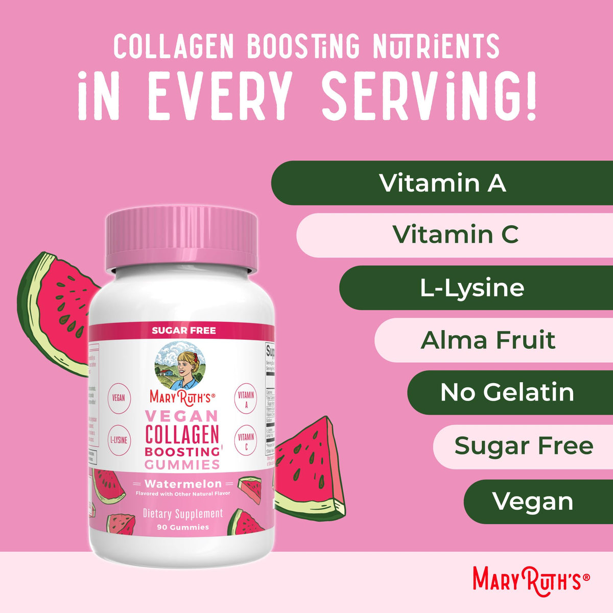 MaryRuth Organics Vegan Collagen for Women & Men, Collagen Boosting Gummies, Skin Care, Lysine, Vitamin C, Vitamin A, Amla, Supplement for Hair & Skin, Vegan, Non-GMO, Gluten Free, 90 Servings MARYRUTH'SBuy Supplements Australia