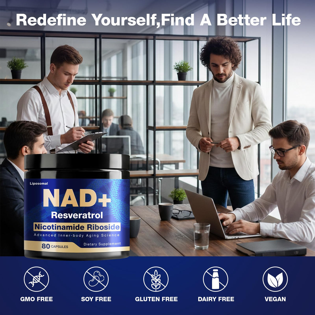 NLMUBR LUCKSIT NAD Supplement - NAD Nicotinamide Riboside Resveratrol 900mg, NAD Supplements for Women & Man, Liposomal NAD+ for Anti Aging & Cell Regenerator, 80 Capsules NLMUBR LUCKSITBuy Supplements Australia