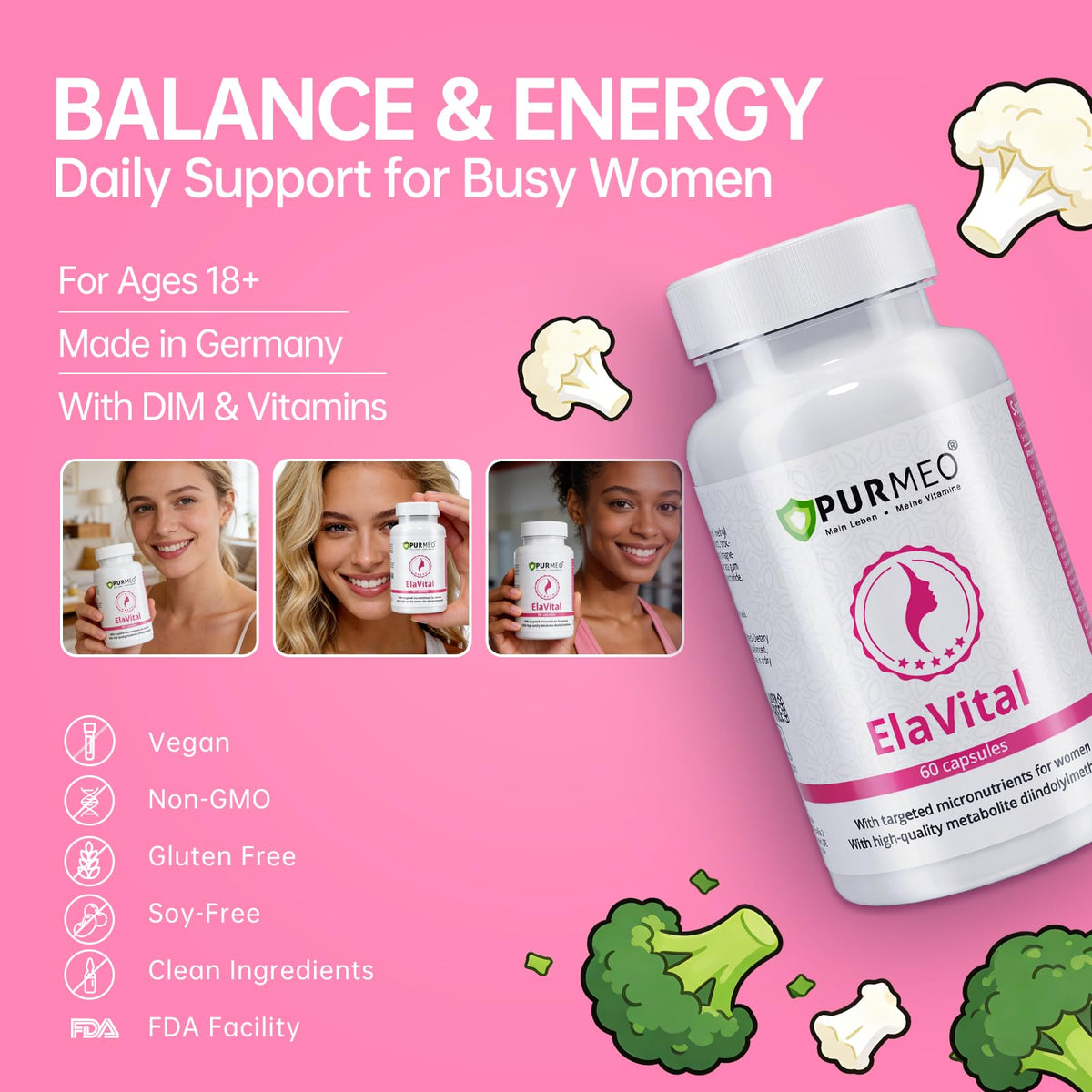 purmeo DIM Supplement for Women, Patented Formula Diindolylmethane Support Estrogen Hormone Balance & Breast Health, Non-GMO, 60ct Vegan Capsules purmeoBuy Supplements Australia