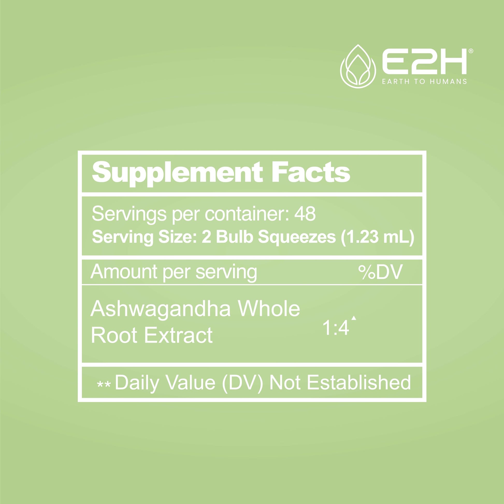 E2H Ashwagandha Liquid Drops - All-Natural Ashwagandha Supplement for Stress Relief and Mood Enhancer- Organic Ashwagandha Root Extract Effective Cortisol Manager | Non-GMO, Vegan | 2 Fl Oz E2H EARTH TO HUMANSBuy Supplements Australia