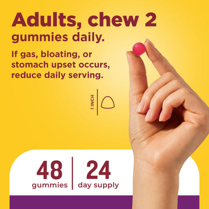 Nature Made Triple-Action Biotics, Gut and Immune Health Support, Digestive Probiotics for Women and Men, Prebiotic Fiber Gummies, 48 Gummies, 24 Day Supply