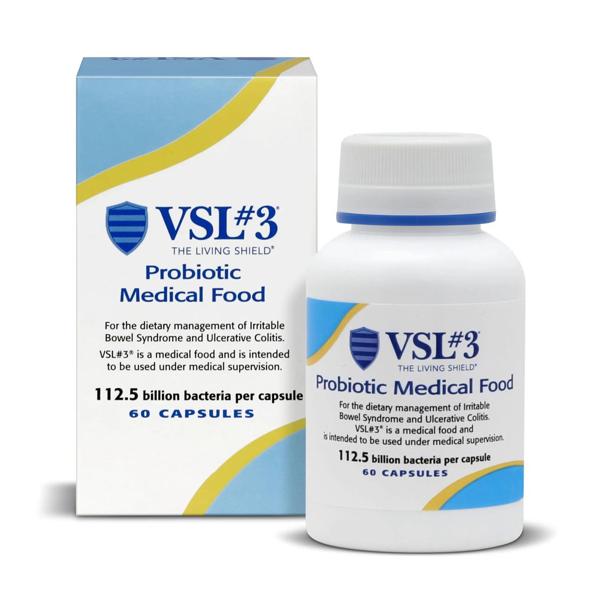 VSL#3® Probiotics for Digestive Health, IBS & UC Symptoms - 112.5B CFUs, High-Potency, Multi-Strain, Live, Refrigerated Probiotic, Medical Food for Gut Health Support in Men & Women, 60 Capsules VSL #3Buy Supplements Australia
