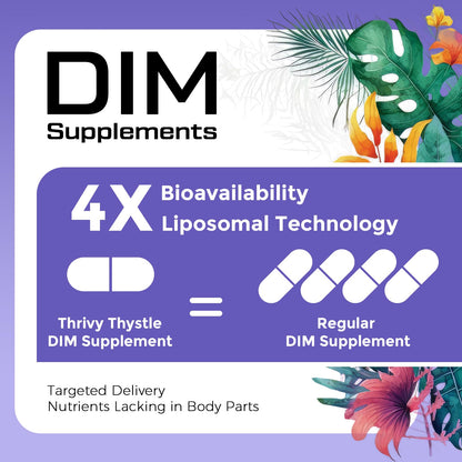 ThrivyThystle Liposomal DIM 400 mg - Hormone Balance, Estrogen Support for Women, DIM Supplement with Vitamin E, Evening Primrose, Black Cohosh, Omega-3 Fatty Acids (120 Capsules) ThrivyThystleBuy Supplements Australia