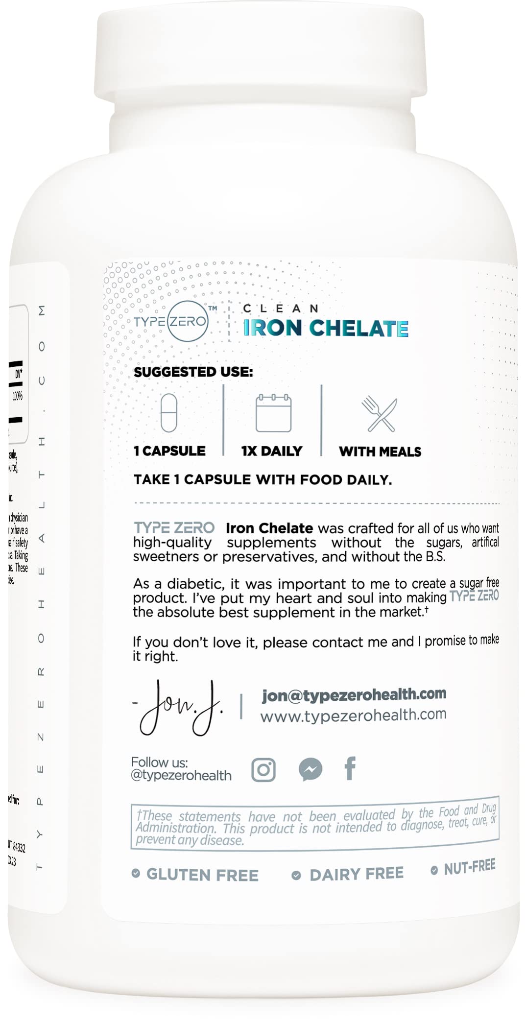 Type Zero Iron Chelate Capsules (18 MG, 240 CAPS) from Ferrochel Ferrous Bisglycinate Chelate - Non-GMO and Gluten Free Type ZeroBuy Supplements Australia