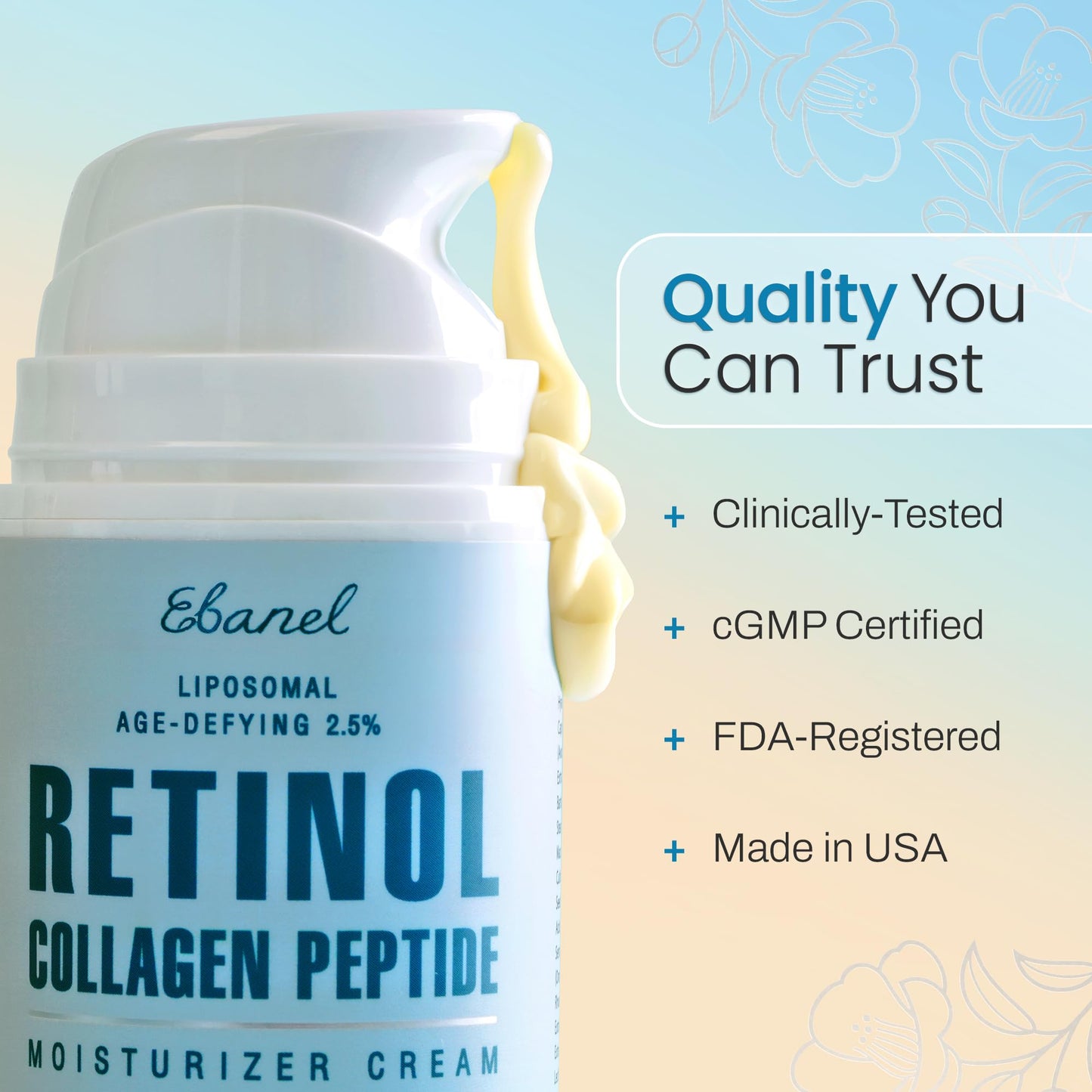 Ebanel Retinol Cream for Face 3.5 oz, Moisturizer with Collagen, Peptides, Ceramides, Hyaluronic Acid, Vitamin C & B5, Firming Anti Aging Face Cream for Wrinkles, Fine Lines, Dark Spots, Day & Night Ebanel buy supplements Au