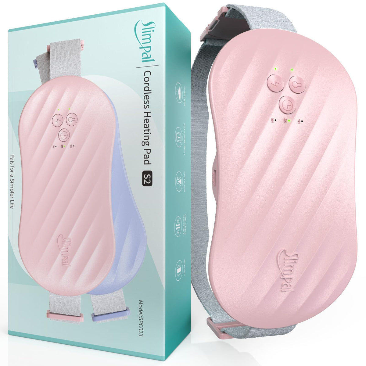 Slimpal AI Portable Heating Pad for Period Cramps, Smart AI Heat Chip, Electric Cordless Heating Belt for Back, Belly, Waist, Stomach, Menstrual Wearable Heating Pad Gifts for Girl Women Her Pink S2 SlimpalBuy Supplements Australia