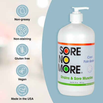 Sore No More Cool Relieving Gel for Aches & Pains in Muscles & Joints associated with Strains, Bruises & Sprains | Absorbs Quickly with a Refreshing Lemon Aroma | 32 oz Bottle with Pump Sore No MoreBuy Supplements Australia