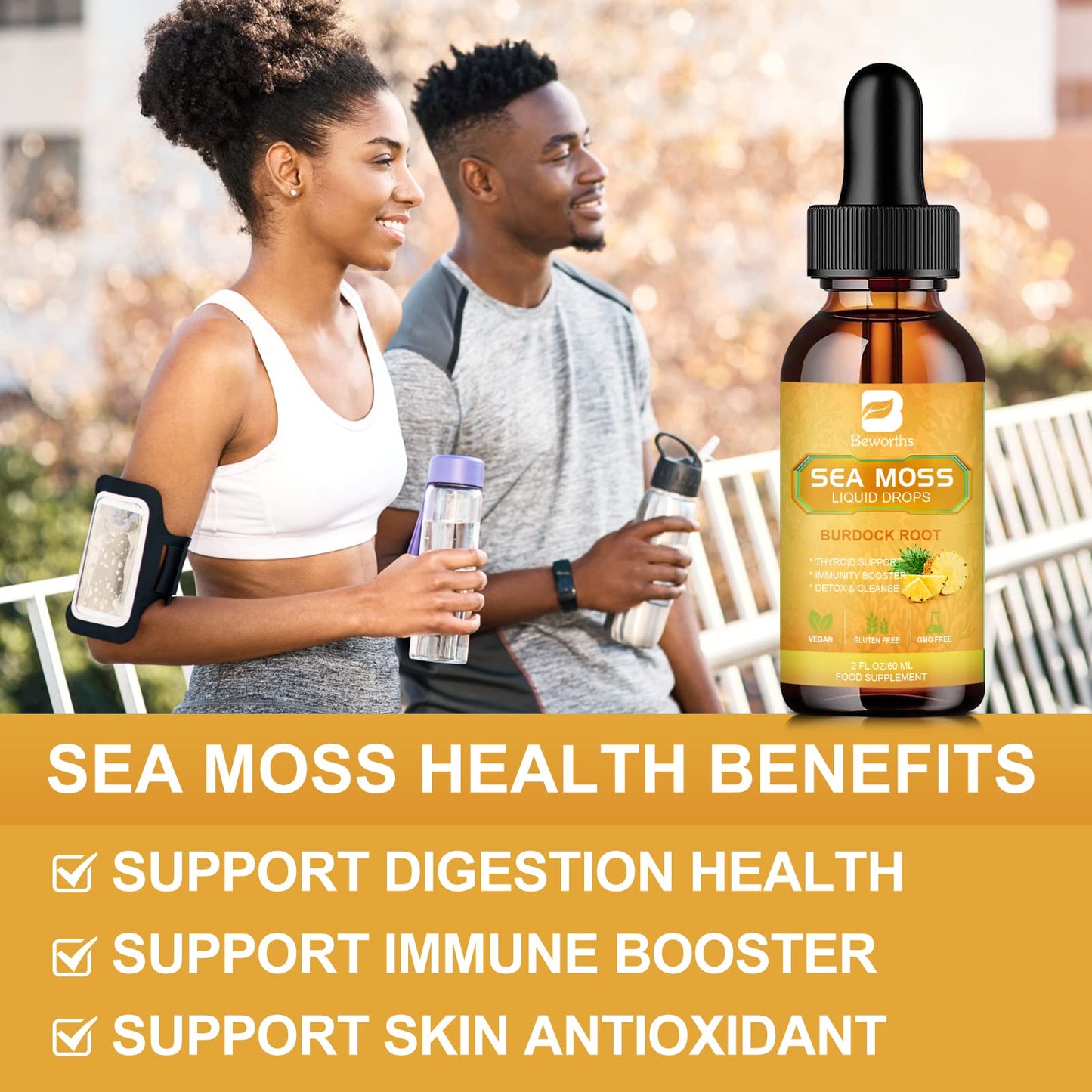 B BEWORTHS Sea Moss Liquid Drops - Organic Irish Sea Moss Gel with Burdock Root B BEWORTHSBuy Supplements Australia