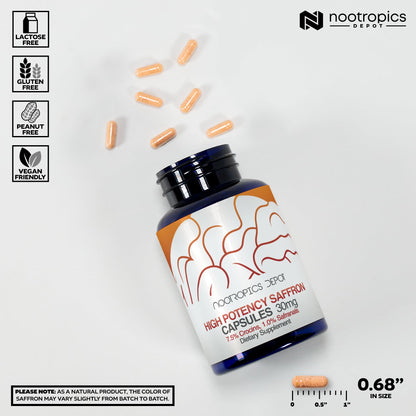 Nootropics Depot High Potency Saffron Extract Capsules | 30mg | Minimum 7.5% Crocins and 1% Safranals | Crocus sativus | 60 ct Nootropics DepotBuy Supplements Australia