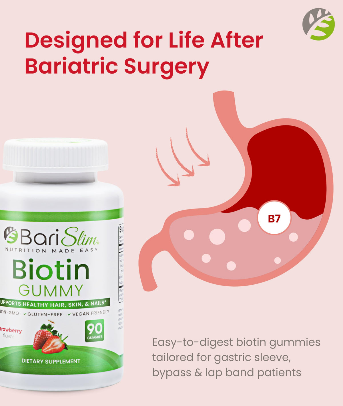 BariSlim Bariatric Vitamin Biotin Gummies - Specially Formulated Gummy Vitamin for Patients After Weight Loss Surgery - Easy to Digest and Great Tasting Fruit Flavors | 90 Fruit Chews BariSlim buy supplements Au