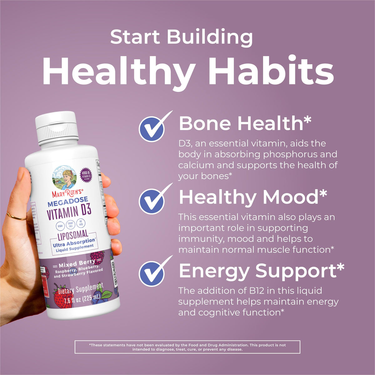MaryRuth Organics Megadose Vitamin D3 Liposomal | Vitamin D 4000 IU | Ultra Absorption | Immune Support for Adults | Bone Health | VIT D3 | Vegan | Sugar Free | Gluten Free | Non-GMO | 45 Servings MARYRUTH'SBuy Supplements Australia