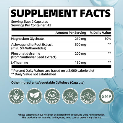 VitaHarbor Cortisol Supplement for Women and Men, 4-in-1 Cortisol Reducer with Magnesium Glycinate, Ashwagandha, Phosphatidylserine, L-Theanine, for Relaxation & Calm Support, 90 Veg Caps VitaHarborBuy Supplements Australia