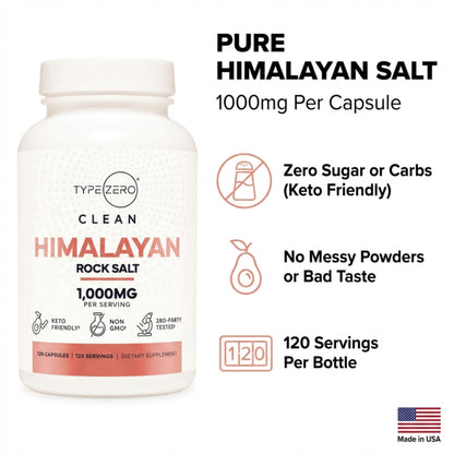 Type Zero Himalayan Rock Salt Capsules (120 Capsules) (1000mg per Serving) Type ZeroBuy Supplements Australia
