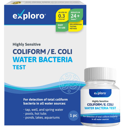 Exploro® Bacteria Water Test Kit, Pond Water Test Kit, Pool Water Testing Kit, Water Testing Kits for Drinking Water for Coliform (E. coli), EPA Approved Pool Test Kit (1 Pack) ExploroBuy Supplements Australia