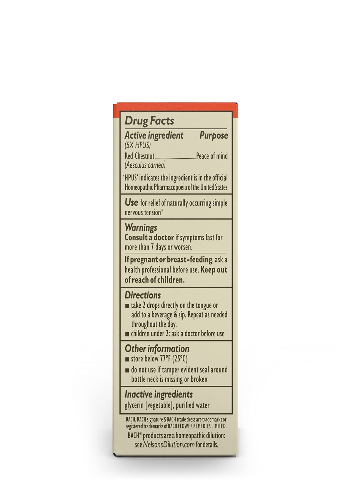 Bach Original Flower Remedies, Red Chestnut for Peace of Mind (Non-Alcohol Formula) BachBuy Supplements Australia