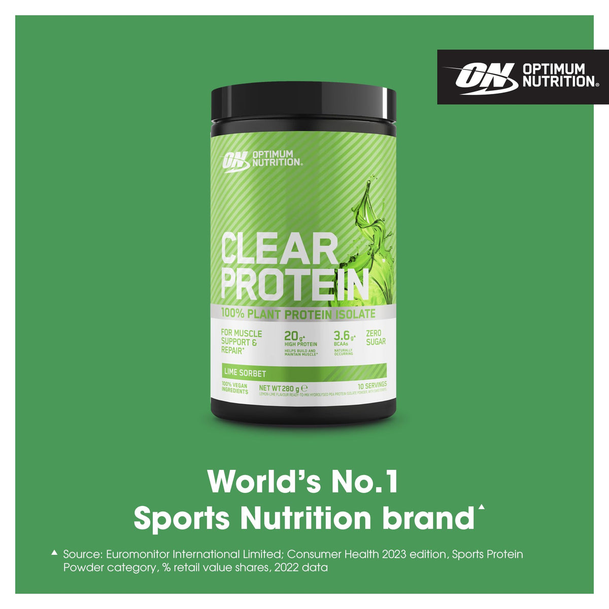 Optimum Nutrition Clear Protein 100% Plant Protein Isolate, Lime Sorbet Optimum NutritionBuy Supplements Australia