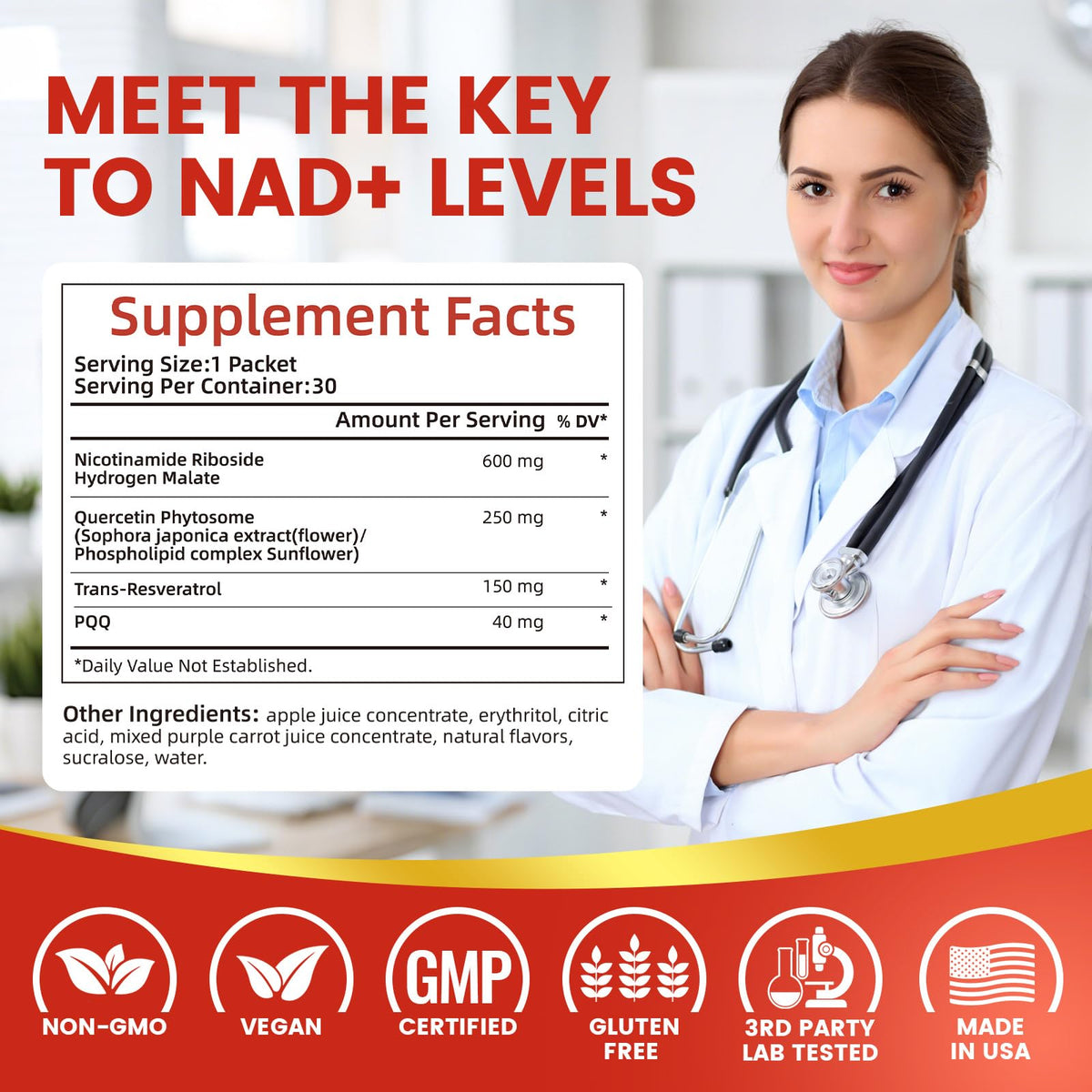 NIUSISE NAD Supplement, NAD+ Liquid, 1000mg Enhanced Formula with PQQ, Nicotinamide Riboside & Resveratrol, Advanced Anti-Aging Support for Men & Women, Sustained Energy, Vitality Boost (30 Packets) NIUSISEBuy Supplements Australia