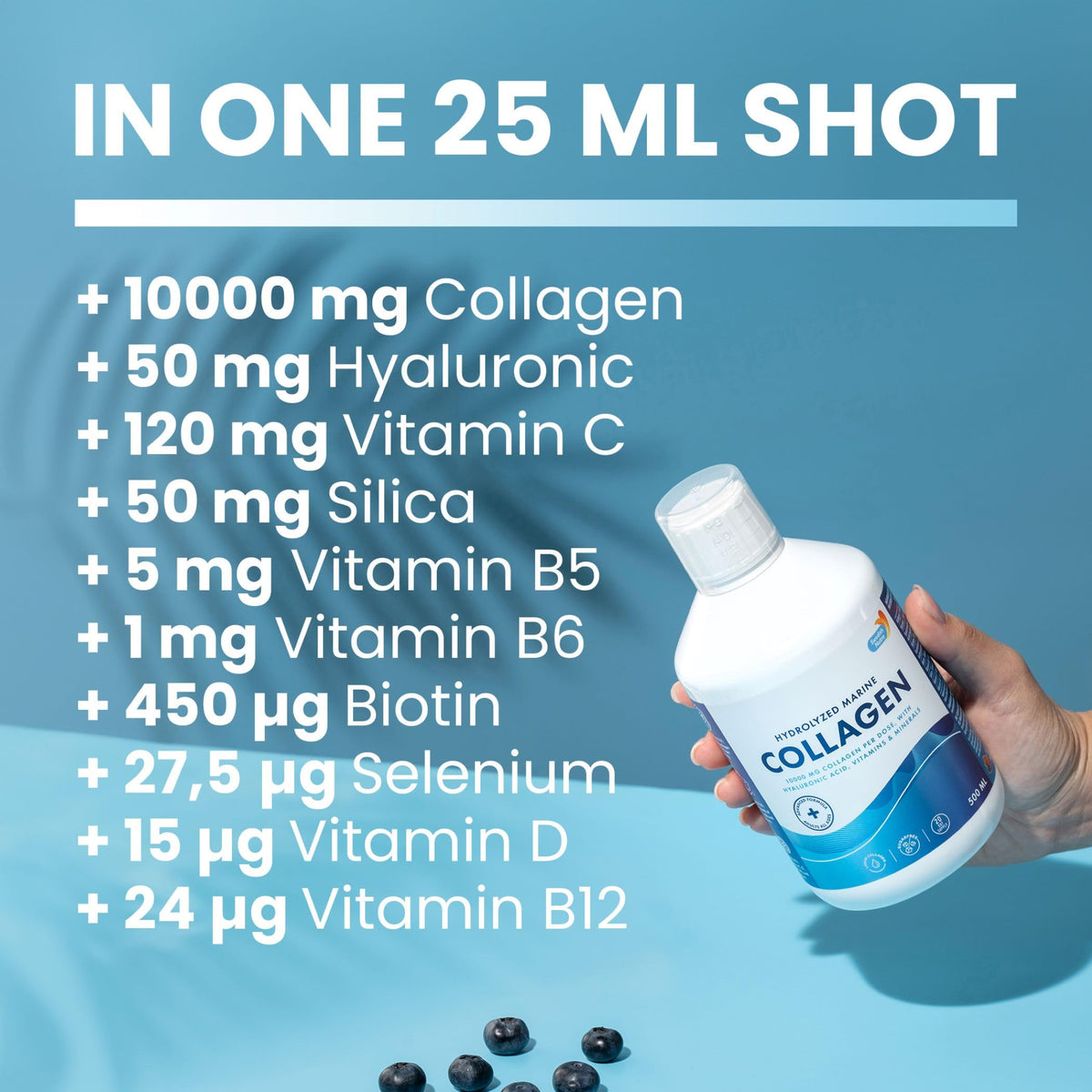Swedish Nutra 10,000 mg Hydrolyzed Marine Collagen Liquid Supplement - 500 ml, 20 Day Supply | Hyaluronic Acid, Biotin & Vitamin C for Healthy Hair, Skin, Nails & Joints | For Men & Women | Sugar-Free Swedish NutraBuy Supplements Australia