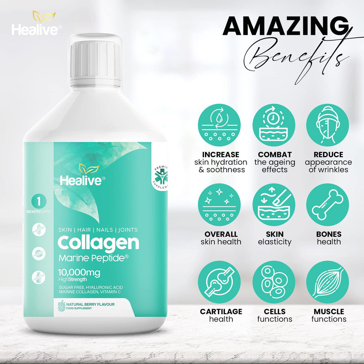 HEALIVE Marine Collagen Peptides - Skin, Hair, Nail & Joint, Support Against Premature Ageing HEALIVEBuy Supplements Australia
