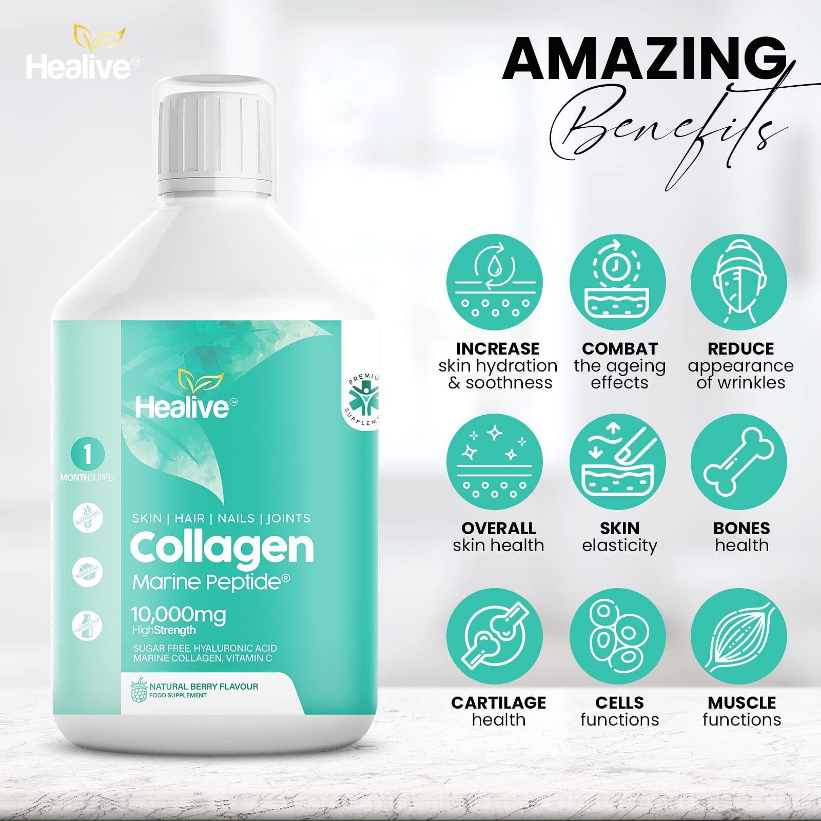 HEALIVE Marine Collagen Peptides - Skin, Hair, Nail & Joint, Support Against Premature Ageing HEALIVEBuy Supplements Australia