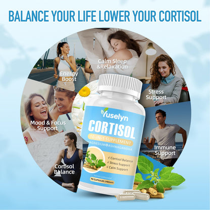 Yuselyn Cortisol Supplements for Women & Men, 10-in-1 Cortisol Detox Manager - High Cortisol Lowering Supplements with Magnesium, Ashwagandha & L-Theanine for Balanced Calm & Stress Relief YuselynBuy Supplements Australia