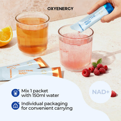 OxyEnergy NAD Supplement 1550 mg-Daytime Nicotinamide Riboside + Nighttime L-Tryptophan with Resveratrol, Glutathione, PQQ, 24-Hour Nonstop Energy, Anti-Aging & Cellular Renewal, 28 Packets OxyEnergyBuy Supplements Australia