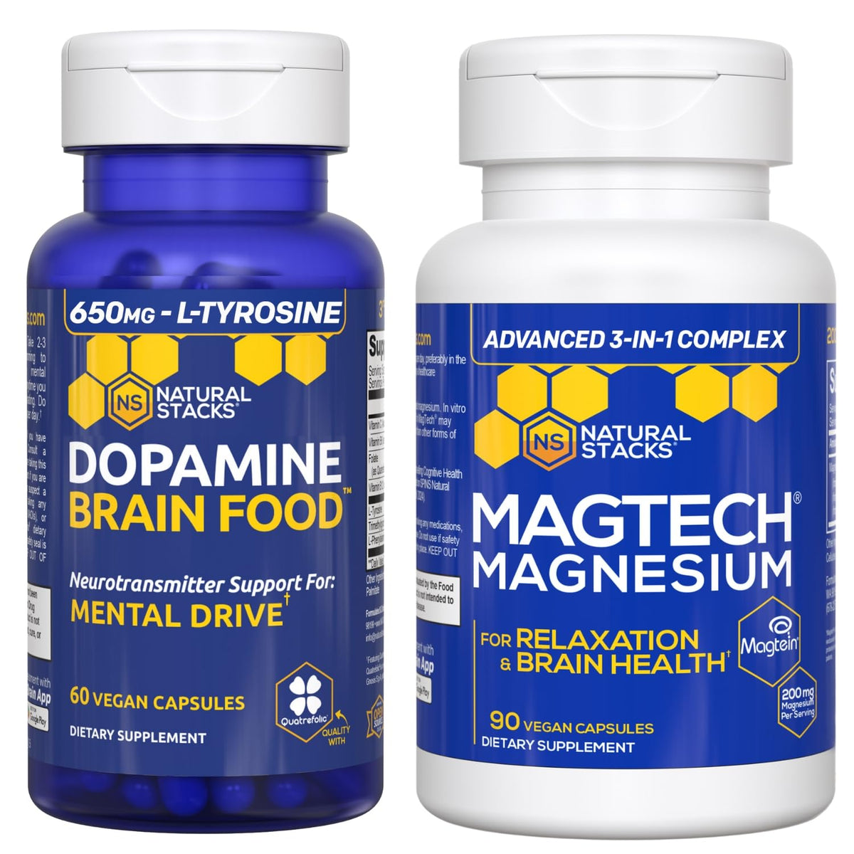 NATURAL STACKS Dopamine Brain Food + Magtech Magnesium Bundle - Chelated Magnesium Complex - Supports Brain Health & Mental Drive* - 150 Total Capsules NATURAL STACKSBuy Supplements Australia