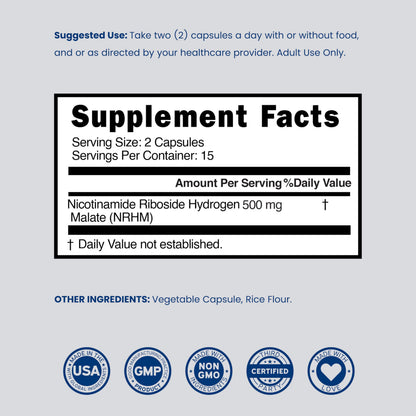 Nicotinamide Riboside 500mg (30 Count) NAD Supplement - NR Supplement For Women & Men to Support NAD+ Levels - NAD Booster - Third Party Tested - Vegan Safe, Non GMO & USA Made (30 Capsules) DORADO NUTRITIONBuy Supplements Australia