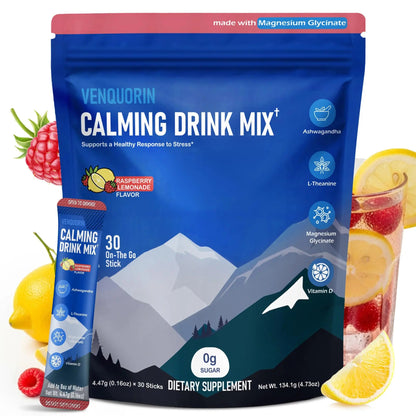 VENQUORIN Super Cortisol Calm Supplement Drink Powder for Women & Men with Magnesium Glycinate, Ashwagandha, L-Theanine & Vitamin D3 | Relaxation & Mood Support | Sugar Free, Vegan, 30 Servings VENQUORINBuy Supplements Australia